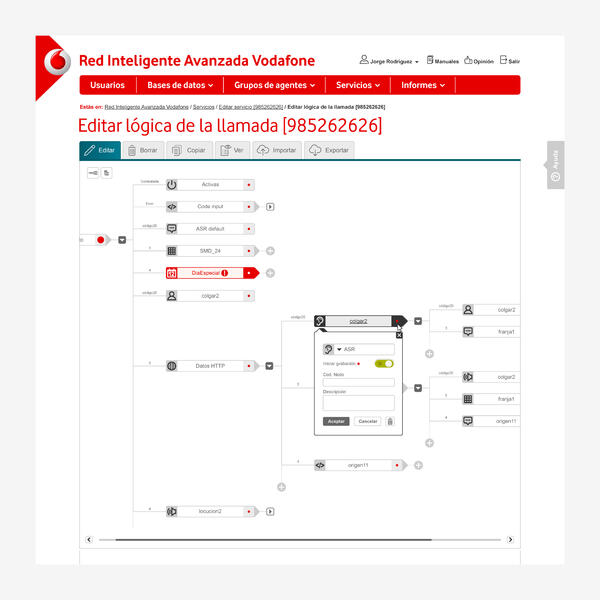 UX/UI app design for Red Inteligente Avanzada of Vodafone