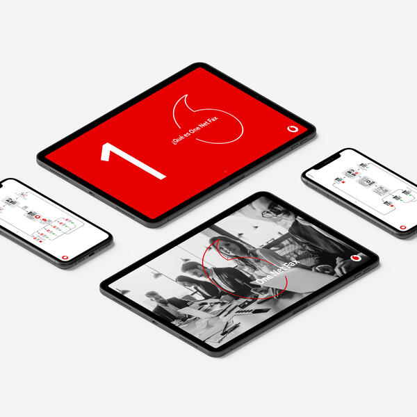 Presentation Deck and Infographics Design For Vodafone on screen of mobile devices