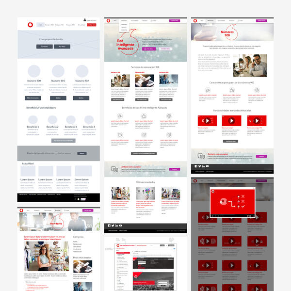 Lofi wireframe, hifi mockup and prototype for Vodafone Marketing Site
