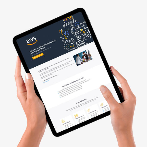 Landing page design for AWS lead generation digital marketing campaign