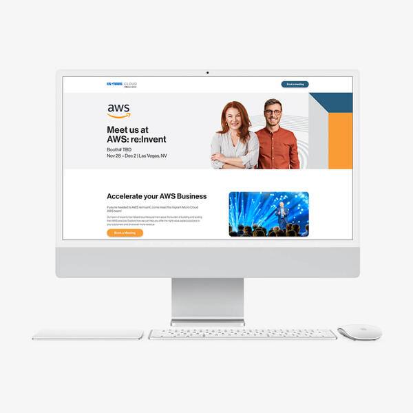 Landing page design for AWS lead generation digital marketing campaign