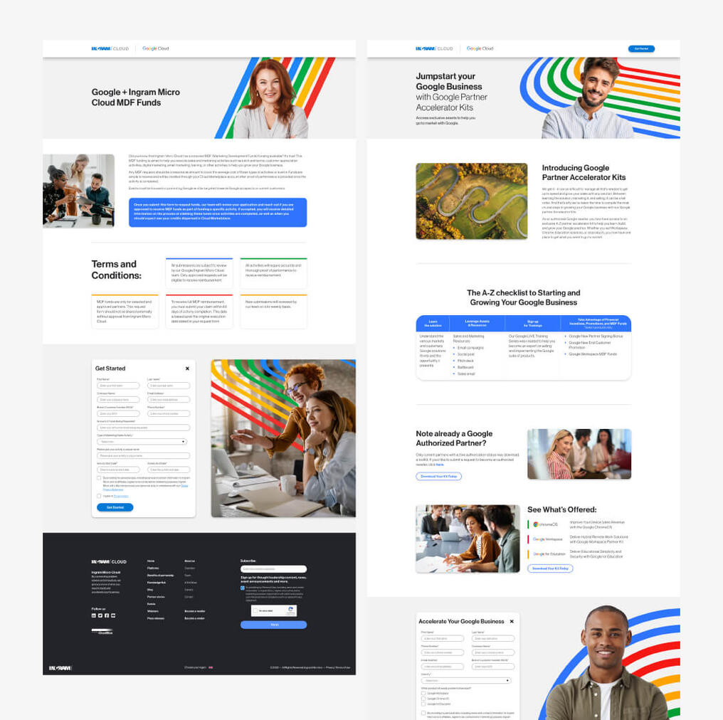 Landing page design for Google Cloud lead generation digital marketing campaign