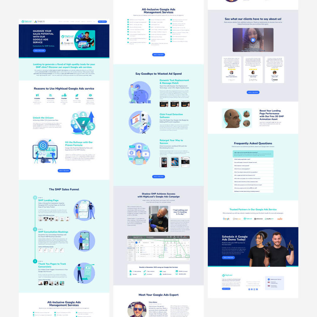 Landing page design for Highland's Google Ads services